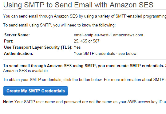 Drupal - Amazon SES settings for SMTP